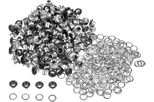 HARFINGTON 300set Grommets Kit Metal Eyelets 3mm 1/8" Hole Tiny Grommet with Washers for Shoes Clothes Belt Tag Bag Fabric Leather DIY Project, Black