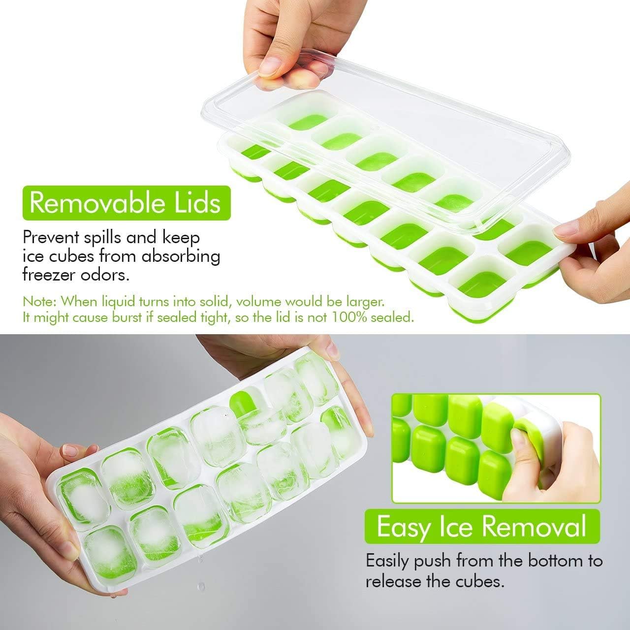 2 Pack Ice Cube Trays with No-Spill Removable Lid - Image 5