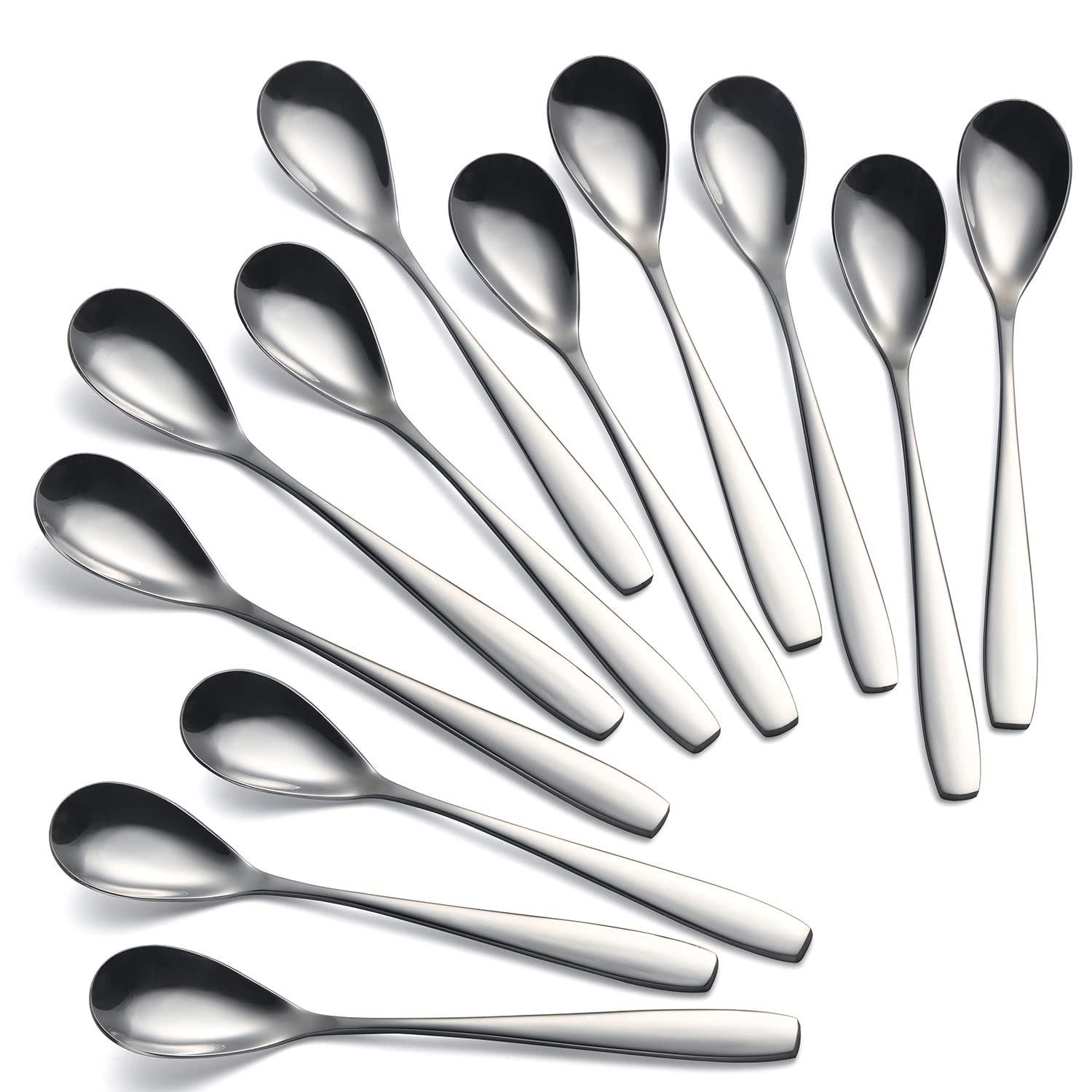Stainless Steel Egg Scoop Set of 12 - 5.5 in Soft Boiled Egg Spoons for Dessert, Tea, Coffee, Ice Cream