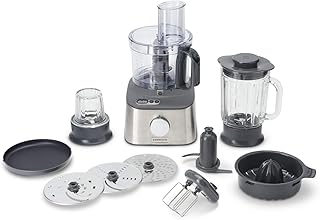 Kenwood Multipro Compact+ FDM313SS Kompakt-Küchenmaschine, 2,1 Liter, inkl. Integrierte Waage, Edelstahl Messer, 3 Arbeitsscheiben und 6 weitere Zubehör-Teile, Metallgehäuse, 800 Watt, silber