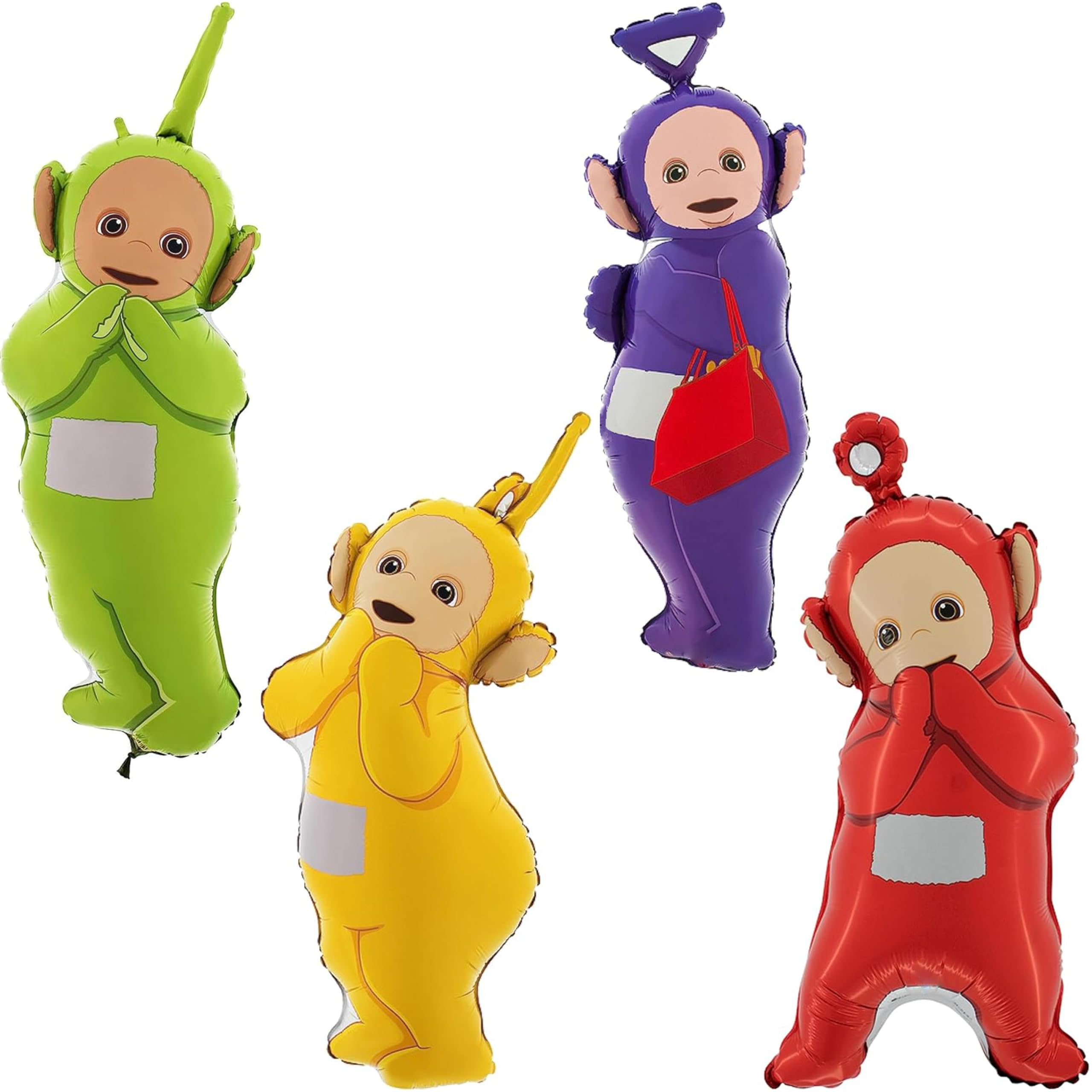 Toyland® Pack of 4-81cm (32") Teletubbies Shaped Foil Balloons - Tinky Winky, Dipsy, Lala & Po - Children's Party Decorations