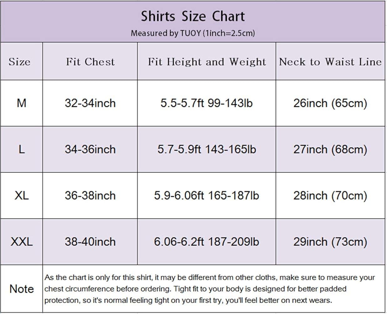 TUOY Padded Compression Shirt Padded Football Shirt Rib Chest Protector Shirt : Clothing
