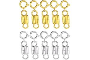 Clysoru Magnetic Necklace Clasps and Closures 14k Gold and Silver Beads Chain Extender Necklaces Bracelet Safety Magnetic Locking Jewelry Clasp Converter （ 5 Silver+ 5 Gold)