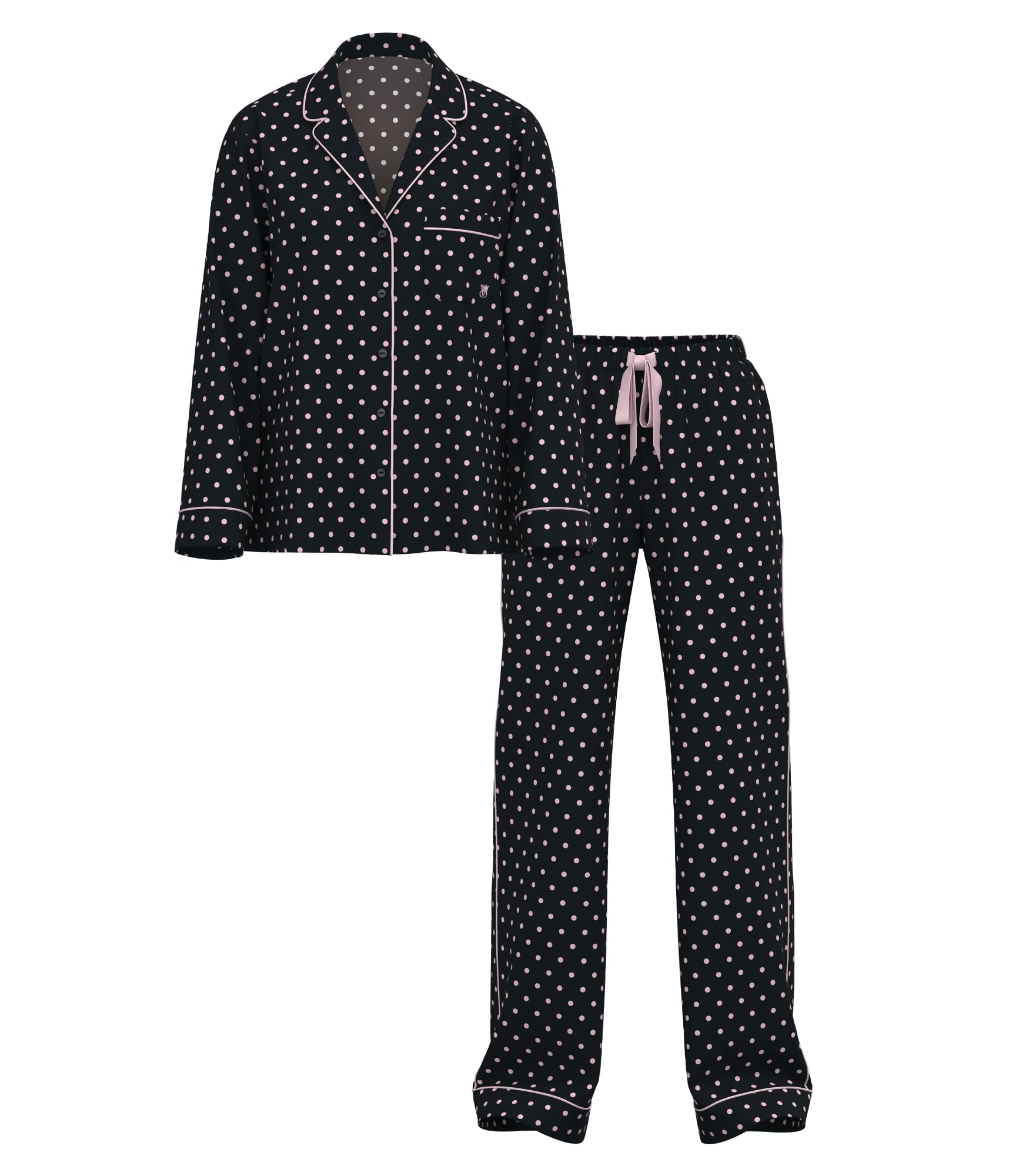 Victoria's Secret Flannel Pajamas, Long Sleeve Button Down & Pant Set, Sleepwear for Women, Black Dot, XXL Image