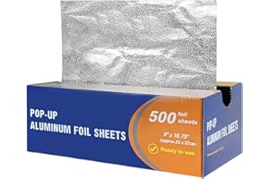 BronzeOx Pre-Cut Pop-Up Deli Aluminum Foil Sheets, 9x10.75 Inches, 500 Sheets – Disposable Wrapping for Storing, BBQ, and Restaurant Use – Ideal for Burritos, Hot Dogs, Sandwiches, and Food Storage