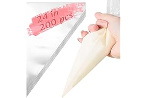 24 Inch Extra Large Piping Bags, 200 PCS Clear Disposable Icing Bags, Thickened Non-Slip and Anti-Burst Pastry Bags for Bakin