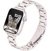 G-ficu Slim Metal Band for Apple Watch Bands 46mm 45mm 44mm 42mm 41mm 40mm 49 38mm for Women Men iWatch Bands, Metal Thin Dressy Fancy Strap for Apple Watch Band Series 11 10 9 8 SE 7 6 5 4 3 Ultra