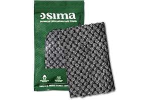 SIMA BRAND Exfoliating Washcloth Face & Body Scrub Towel - Japanese Exfoliating Towel with Hexagon Fibers, Body Scrubber with 2 Sides for Scrubbing & Washing (Black, 27cm x 35cm)