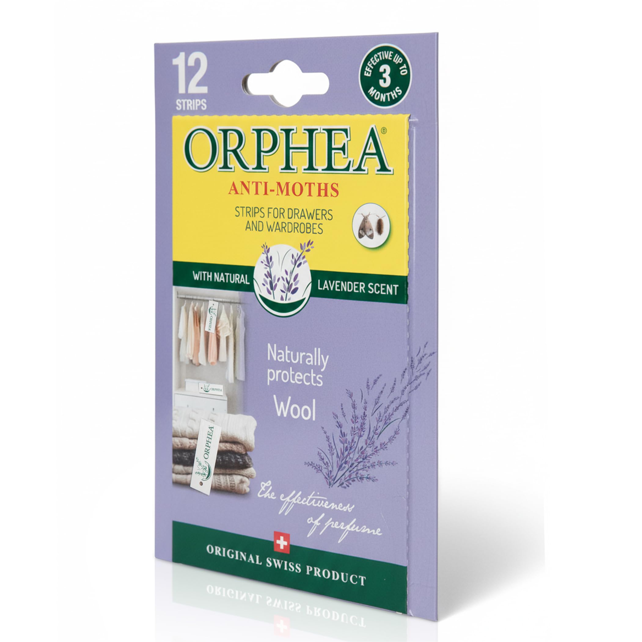 Orphea Anti Moth Strips - Lavender Scented Moth Repellent for Wardrobes Drawers Shelves - Wardrobe Fresheners for Wool - Moth Paper Strips for Clothes Storage (1 Pack, 12 Strips) sold by Caraselle