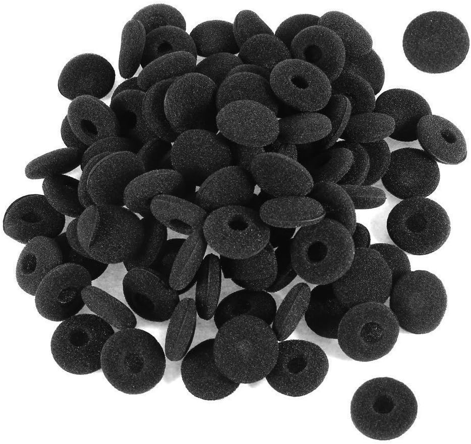 Haobase 30 Pack Foam Earbud Earpad Ear Bud Pad Replacement Sponge Covers for Earphone, Black