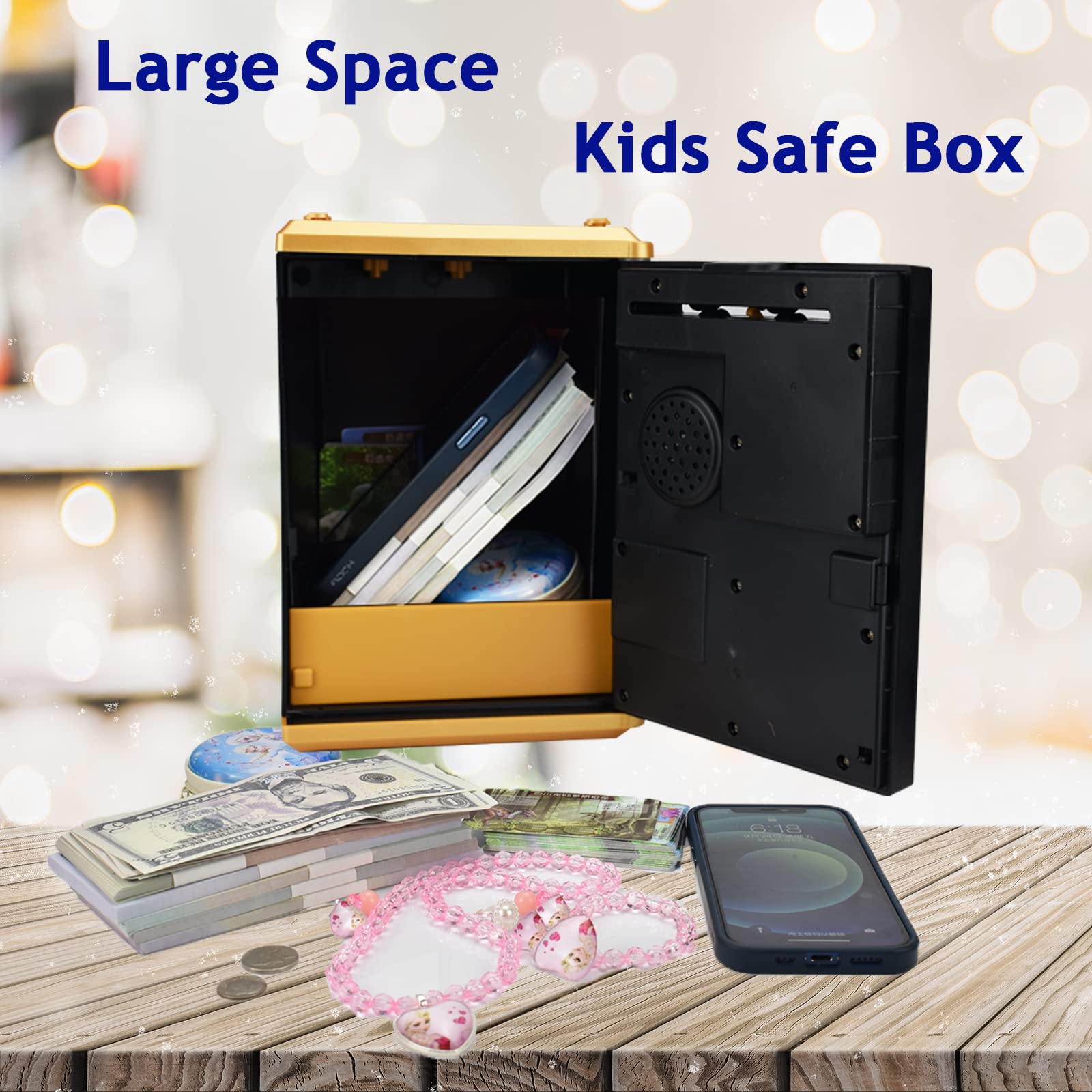 Kids Safe Bank with Fingerprint Password Talking Money Bank for Real Money Cool Stuff Gift for 5-14 Years Old Boys Girls