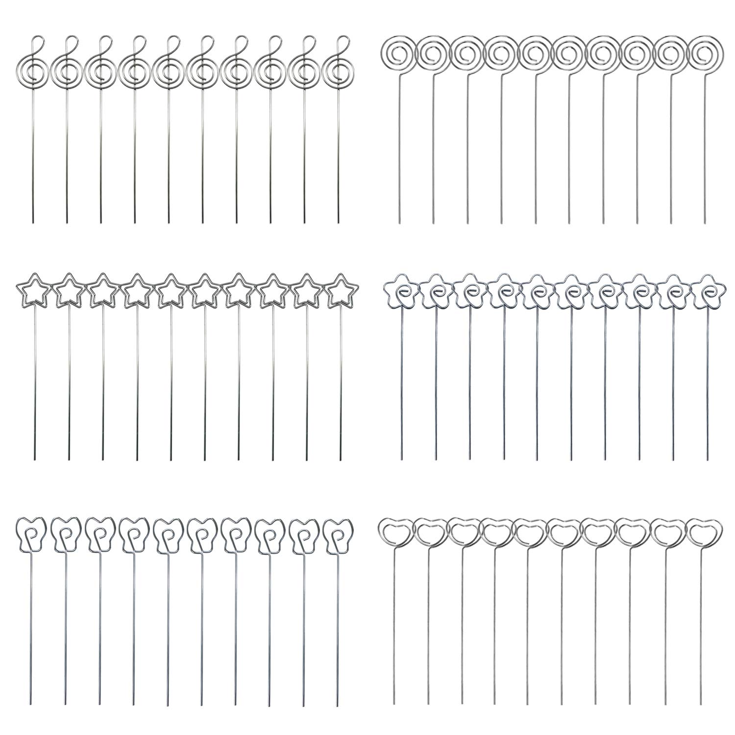Woohome Metal 60 PCS 6 Shape Memo Clip Folder, Tabletop, Silver