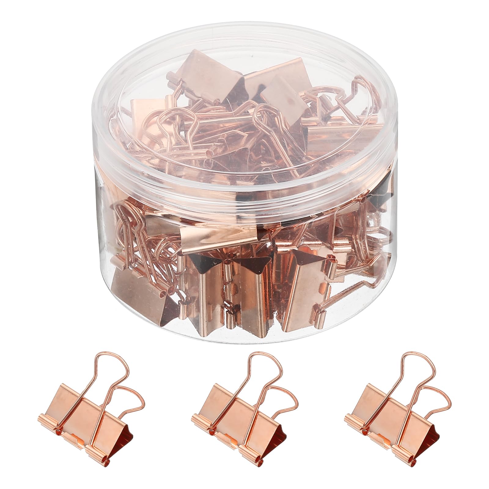 PATIKIL Large Binder Clips, 80 Pcs Metal Paper Binder Clip Clamp Office Clips with Plastic Box for Paper Home Office Supplies, Rose Gold, 1.3 x 0.7 Inch