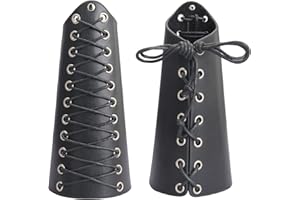 GELCONNIE Leather Gauntlet Wristband Wrist Armor Leather Bracers Medieval Vambrace Archery Bracers Viking Guards for Men Women 2PCS