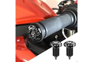 Lecctso 2PCS Universal Motorcycle Bar End Plug, Aluminum Alloy Handlebar Grip End Caps, 7/8" 22mm Moto Grips Ends Replacement for Kawasaki, Suzuki, Yamaha, Ducati (Black)