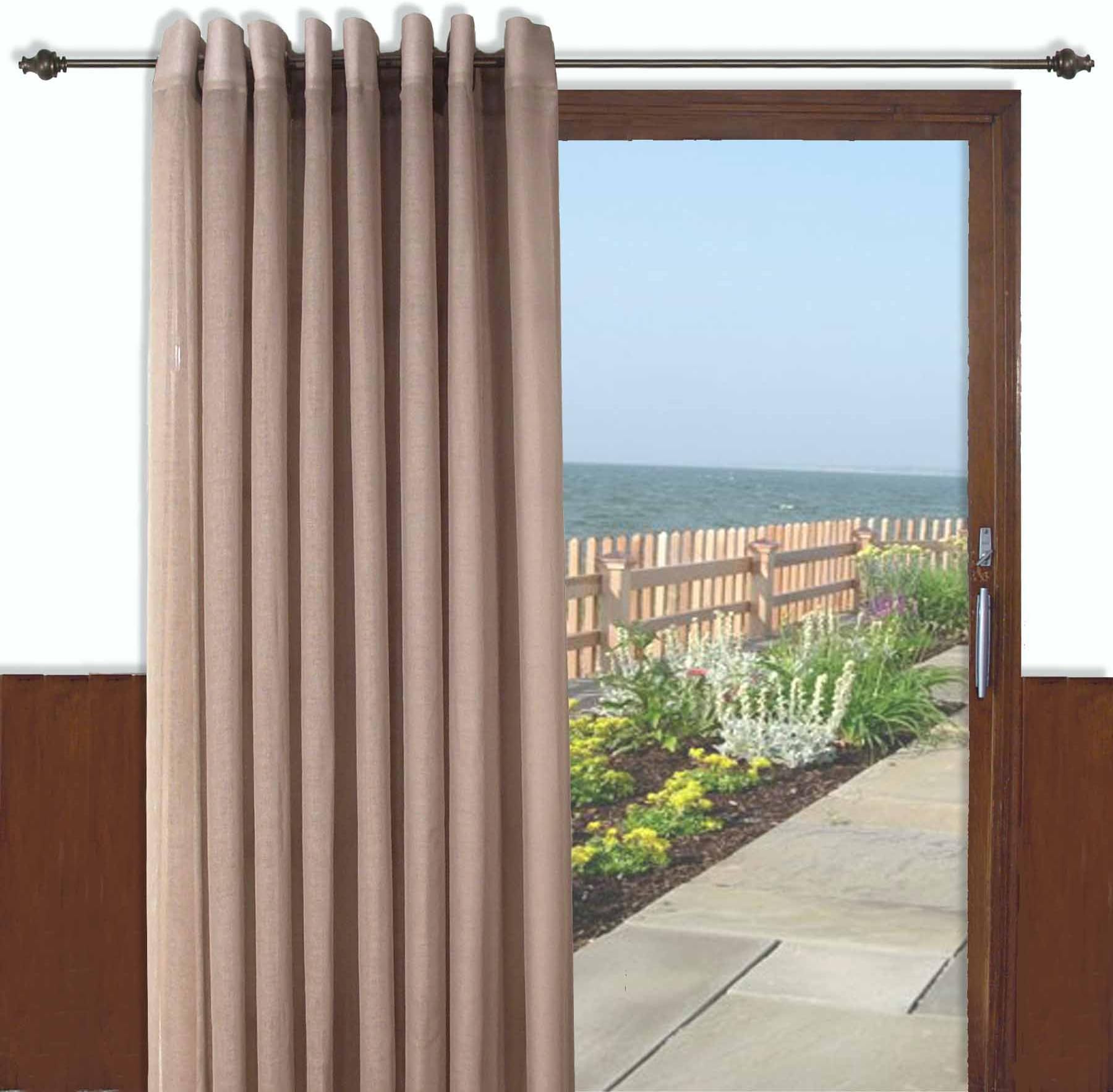 Ricardo Trading Bal Harbor Textured Semi-Sheer Grommet Patio Panel with Pull Wand, 106 by 84-Inch, Taupe