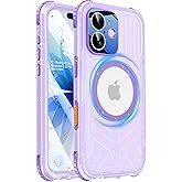 Haireca for iPhone 17 Waterproof Case Magnetic, Built in Camera Control [Screen Protector] [Lanyard], Fit for Magsafe Heavy Duty Military Rugged Full Body IP68 Phone Case, 6.3" Frosted Purple
