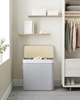 SONGMICS 150L Laundry Hamper Basket 3 Sections Clip-on Lid Grey LCB091G01 view 8