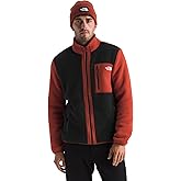 The North Face Men's Yumiori Full Zip Jacket - Lightweight Fleece Coat with Logo, Secure Zip Pockets, TNF Black/Ember Soil/Iron Clay, Medium
