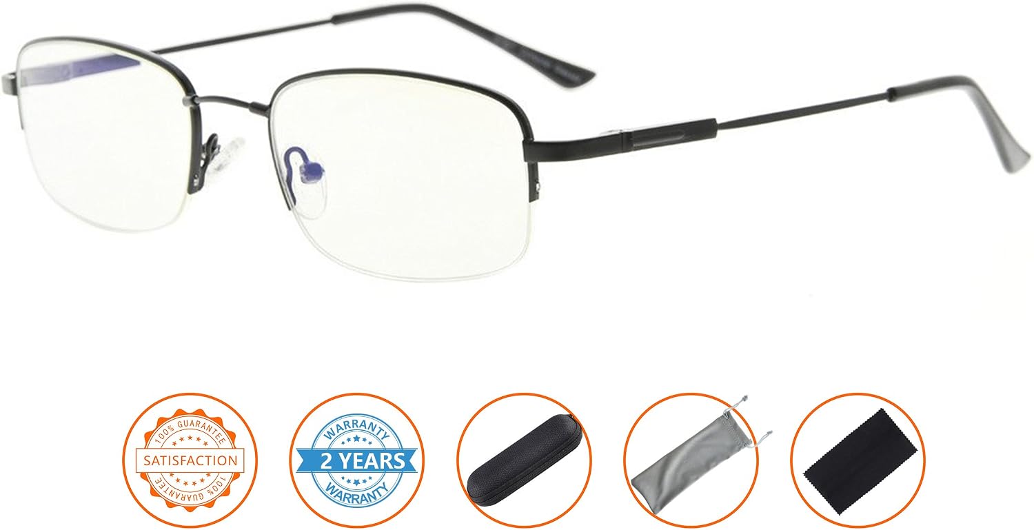 Bendable Memory Titanium,Blue Light Blocking,Half-Rim Computer Reading Glasses(Black) +0.5, Cg1704-black - Image 3