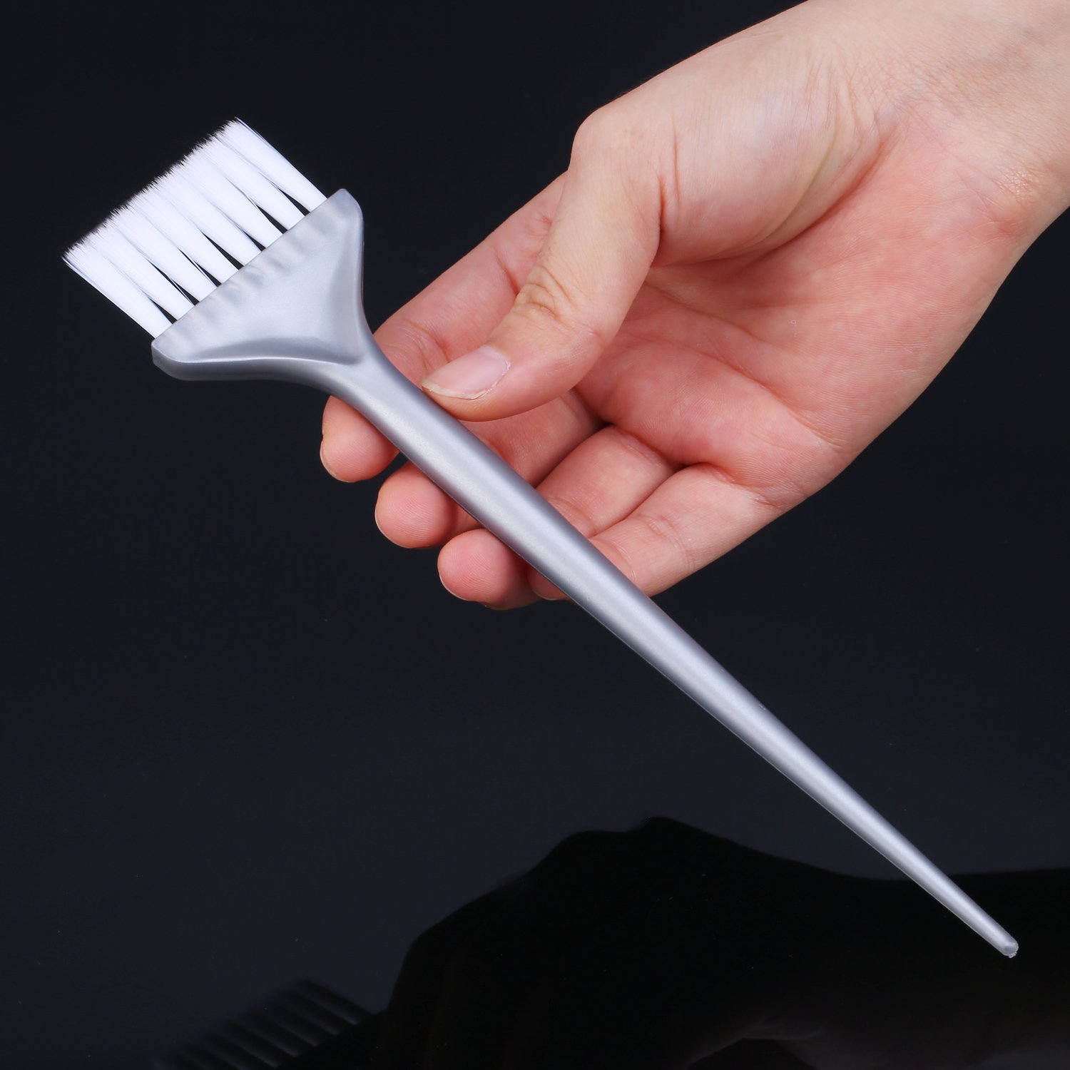 Mudder 5 Pack Hair Dye Coloring Brushes Hair Coloring Dyeing Kit Handle Salon Hair Bleach Tinting DIY Tool (Silver Grey) : Beauty