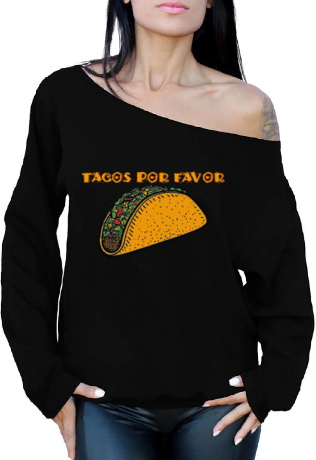 Awkward Styles Women's Tacos Por Favor Off The Shoulder Tops for Women Sweatshirts Mexican Food Lover