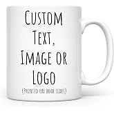 HomeBee Personalized Coffee Mug | Custom Photo Text and Logo Ceramic Mug | Customized 11 Oz Tea Cup for Men &amp; Women | Unique Gift Idea - Taza Personalizadas Design with Picture or Message | White