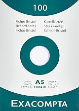 Exacompta Bristol Ruled Record Card A5 205gsm Pack 100