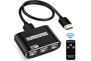 NEWCARE HDMI 2.0b Switch 3 in 1 Out 【with High Speed 3.9 FT HDMI Cable】, 3x1 HDMI Selector Switch with Remote,Support UHD 4K@60Hz Ultra HD 3D 1080P, HDCP 2.2 HDR,18.5Gbps HDMI Switcher