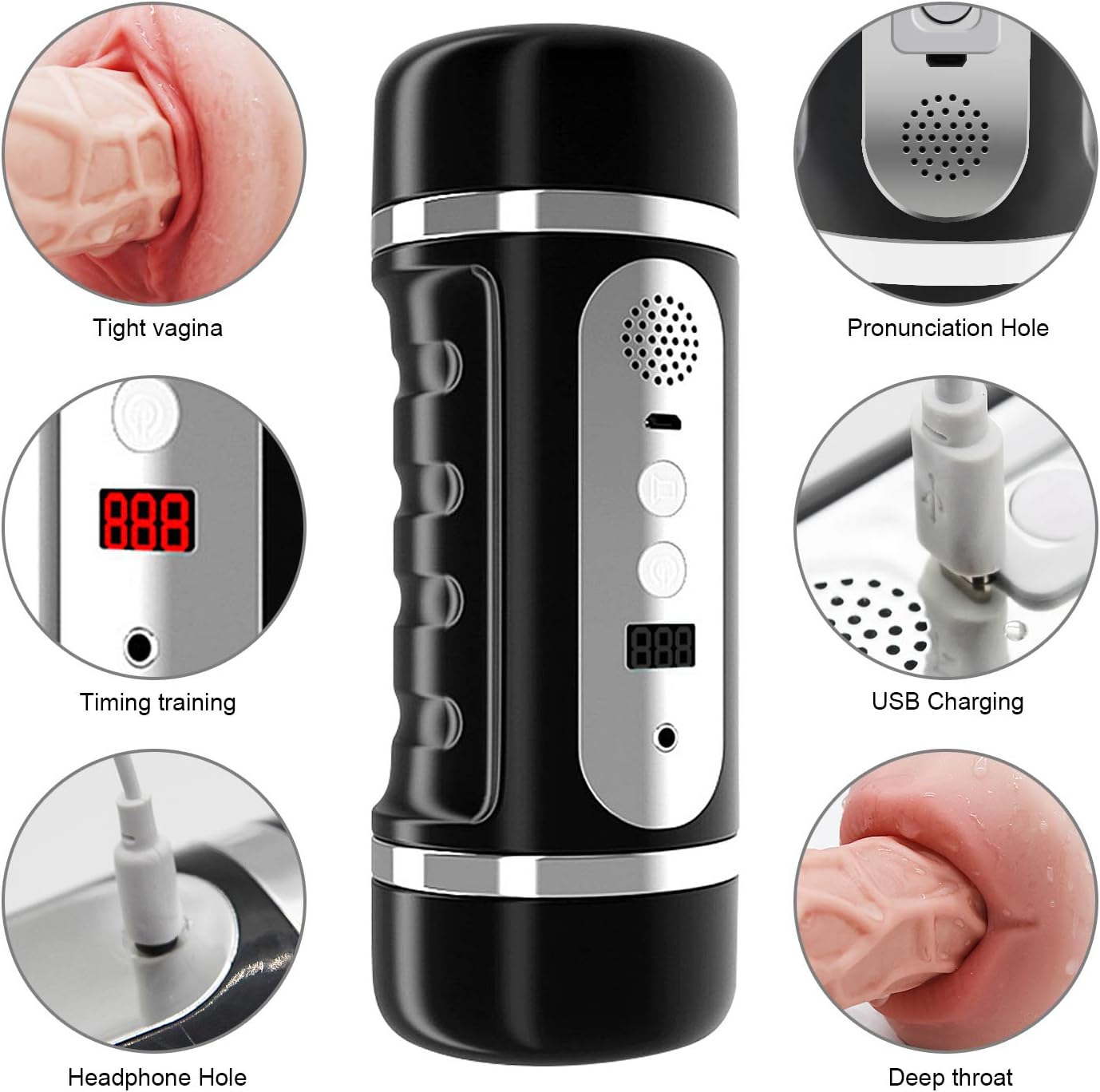 Deep Throat Hands Free Six Toys Automatic Telescopic Piston Double-end Rotate Oral Masturabation Cup Device Relax Muscle,Sexy Underwear Toy for Men Deluxe Toys T-Shirt Sucking Endless