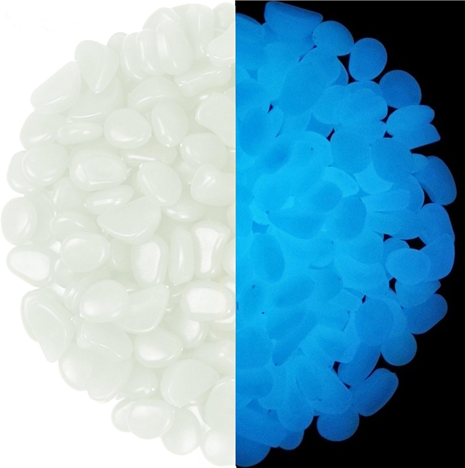 Hardscaping Materials - chic style 300Pcs Glow in The Dark Stones Garden Pebbles Rocks Indoor Outdoor Decor Luminous Stone for Walkways Driveway Yard Grass Fish Tank Gift
