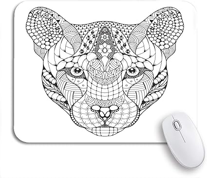 Amazon Ninehasa 可愛いマウスパッド クーガーマウンテンライオンパンサーヘッドzentangleパターンフリーハンド鉛筆滑り止めゴムバッキングマウスパッドノートブックコンピュータマウスマット Ninehasa マウスパッド 通販