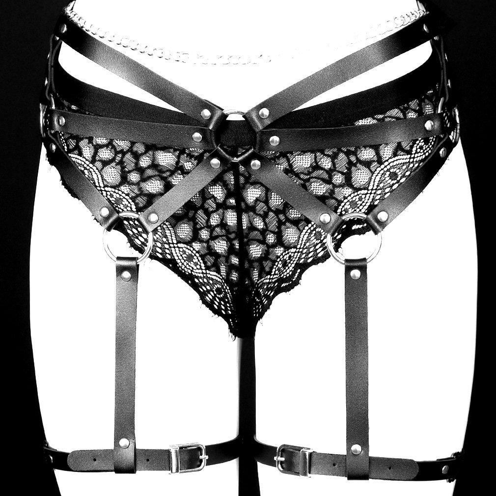 Women PU Leather Body Harness Belt Adjustable Punk Waist Leg Garter