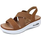 mysoft Women's Comfortable Walking Sandals Air Cushion Sport Slingback Elastic Band Platform Shoes