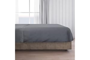 Bioweaves 100% Organic Cotton 1 Flat Sheet Only, 300 Thread Count Soft Sateen Weave GOTS Certified Top Sheet - Grey, Queen