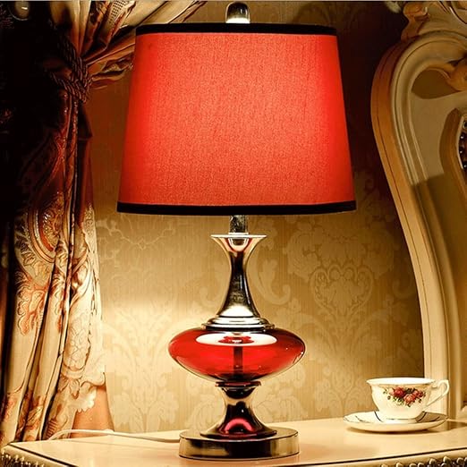 red glass table lamp