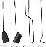 Relaxdays Modern Steel Fire Irons 5-Piece Fireplace Companion Set Black view 5