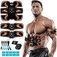 Abs Stimulator, Ab Stimulator EMS Abdominal Muscle Stimulator,Muscle Trainer,USB Rechargeable Gear for Abdomen/Arm/Leg,Ab Stimulator Equipment for Men Women,8 pcs Free Gel Pads