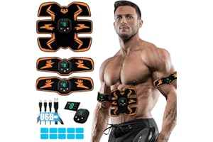 SPORTLIMIT Electronic Muscle Stimulator, Abs Stimulator, EMS Abdominal Muscle Stimulator,Muscle Trainer,USB Rechargeable Gear for Abdomen/Arm/Leg, Ab Stimulator Equipment for Men Women,12 Free Gel Pads