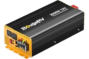 BougeRV 2000W Pure Sine Wave Inverter Convert 12V DC to 120V /110V AC, Fully 2000W Output, Built-in BT for BougeRV APP, Wired Remote Controller, Off-Grid Solar System, RV, Backup Power