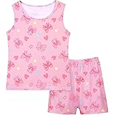 MHJY Toddler Girls Pajamas Sleeveless Pajamas for Kids Soft Tank Top & Shorts Girls Pajama Set
