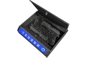 ZCF Mate Gun Safe for Handgun – Upgraded 0.1 Seconds Quick Access Pistol Safe with Fingerprint, Keypad & Backup Key, Silent Mode, Portable Firearm Lock Box for Bedside, Nightstand, Car, Home