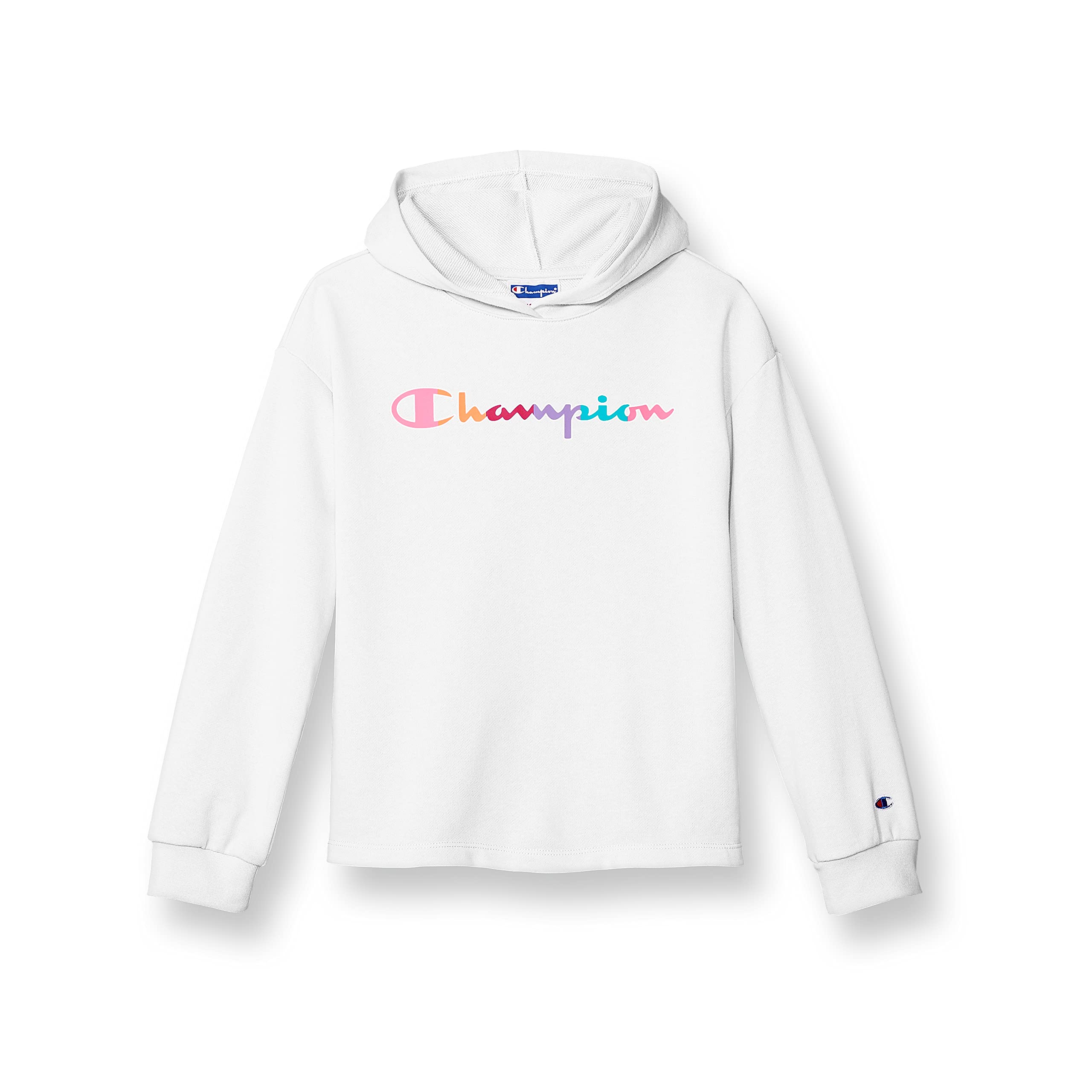 Photo 1 of *Minor Damaged*Champion Big Pullover Hoodie for Girls, Lightweight Sweatshirt, Graphics, White-593038,
Tag Medium