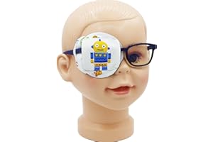 Astropic 3D Cotton & Silk Eye Patch for Kids | Boys Eye Patch for Glasses | Medical Eye Patch for Children with Lazy Eye (Yellow Robot, Right Eye)