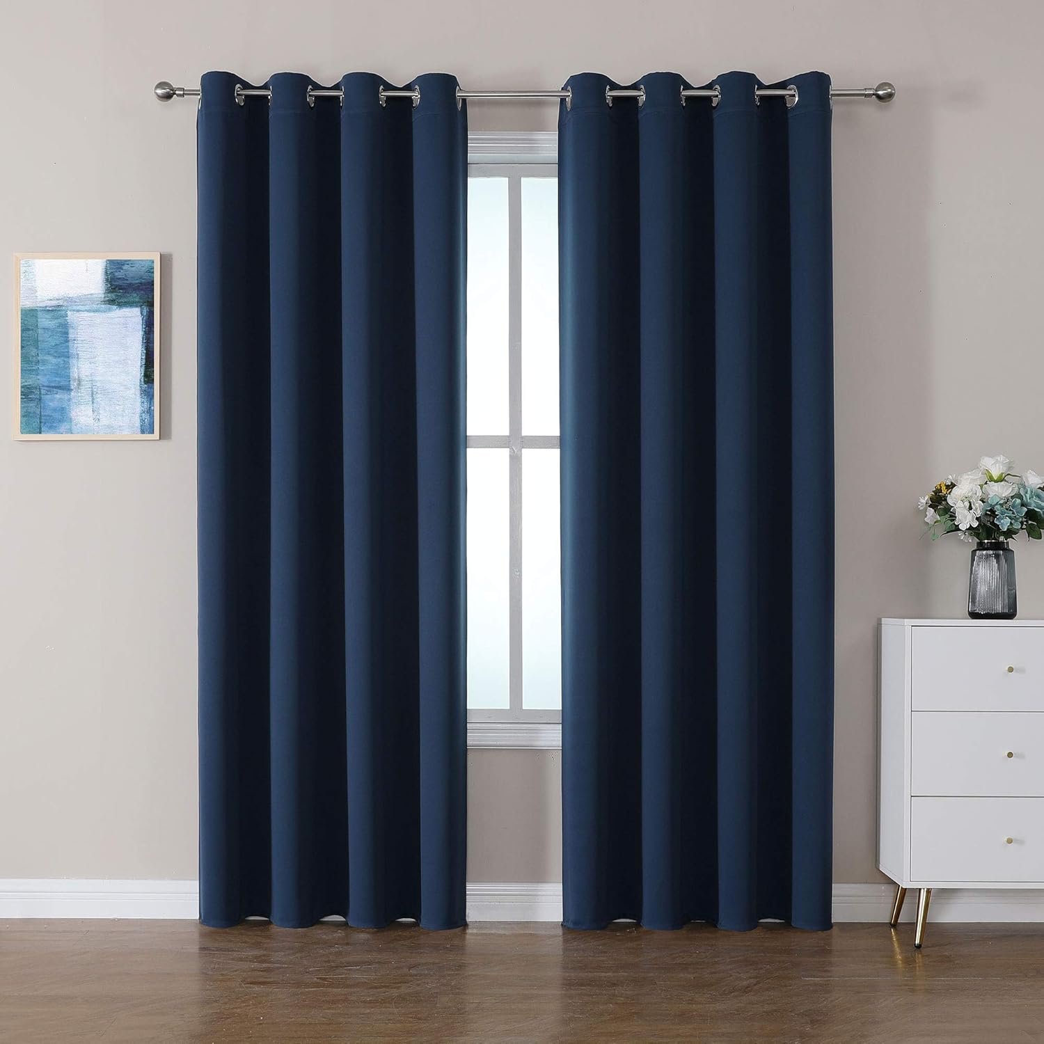 Window Treatments - CUCRAF Blackout Room Darkening Grommet Window Curtains for Bedroom,Light Blocking Drapes for Living Room 84 inch Length,Set of 2 Panels (52 x 84 Inch, Navy Blue)
