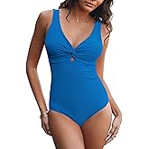 GRAPENT One Piece Swimsuit Women Padded Twist Knot Cut Out Adjustable Straps Bathing Suits Beach Modest Swimming Suits
