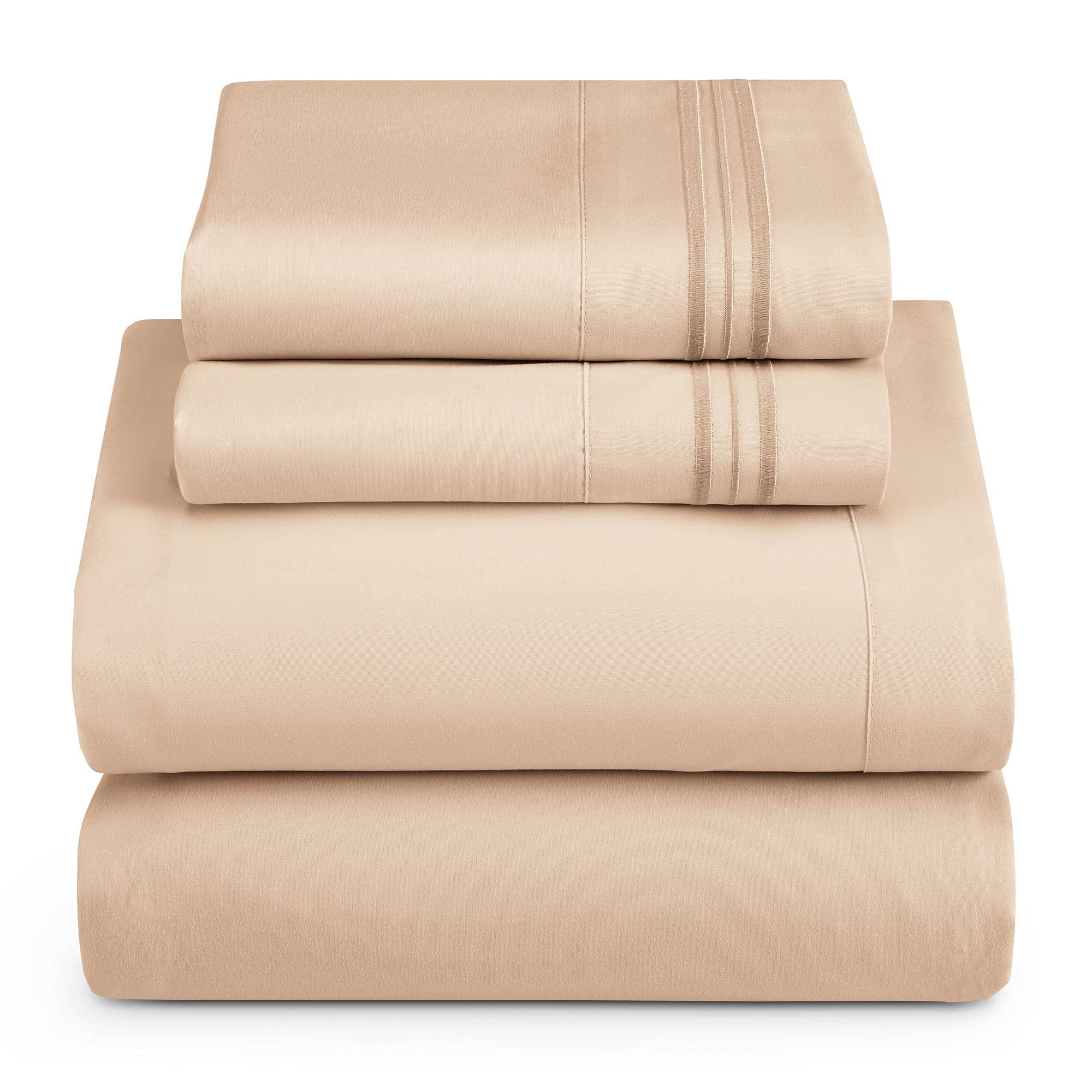 Hearth & Harbor King Size Sheets - 4 Piece Bed Sheet Set, Hotel Luxury Double Brushed Bed Sheets - Extra Soft Bedding Sheets & Pillowcases, King, Taupe