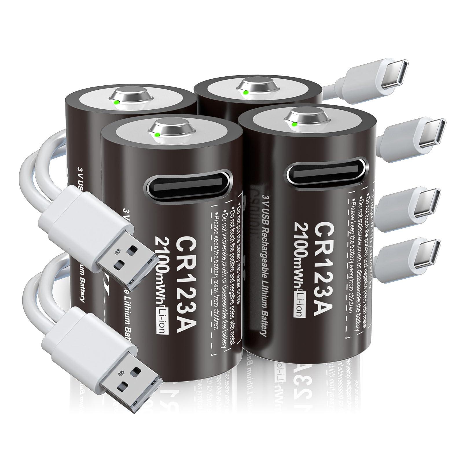Photo 1 of RayHom 4-Pack 3V Rechargeable Lithium 123 Batteries - 2100 mWh (700mAh) High Capacity, with USB-C Cable for Cameras, Flashlights