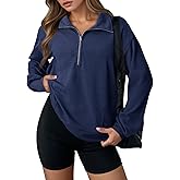 Dokotoo Womens Sweatshirt Waffle Knit Long Sleeve Lapel Half Zip Up Casual Lightweight Soft Sweatshirts Loose Pullover Tops