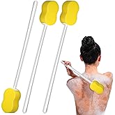 Yetene Long Handled Sponge 22.4'' Back Scrubber for Shower, Yellow | Lightweight Shower Brush with Body Cleaning, Easy Reach Design for Foot Back, Ideal with Limited Mobility Elderly Pregnancy